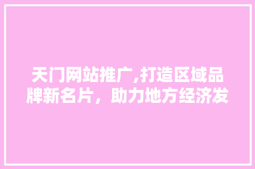 天门网站推广,打造区域品牌新名片，助力地方经济发展