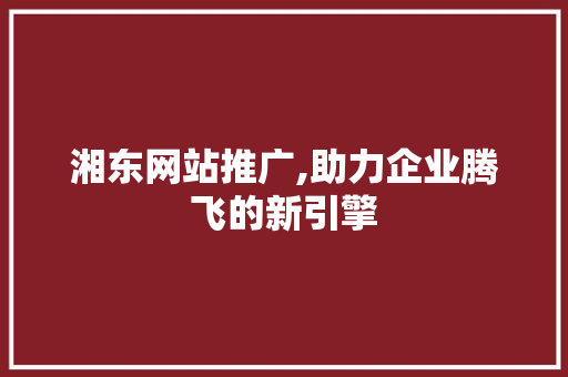 湘东网站推广,助力企业腾飞的新引擎