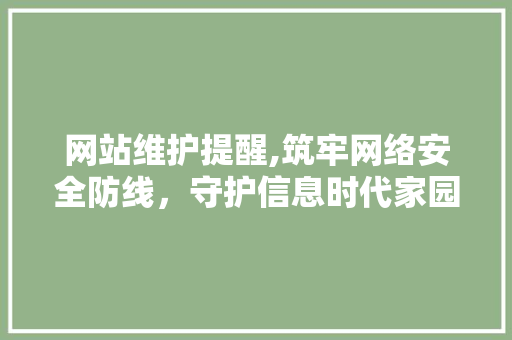 网站维护提醒,筑牢网络安全防线，守护信息时代家园