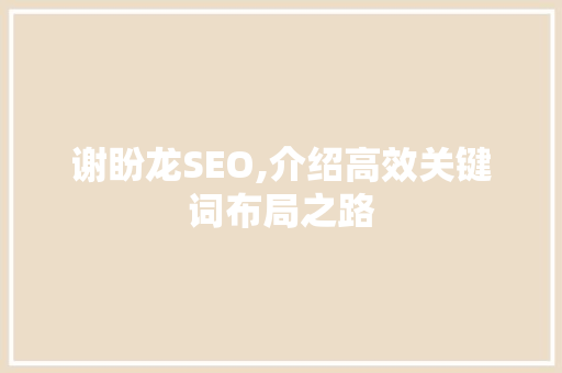 谢盼龙SEO,介绍高效关键词布局之路
