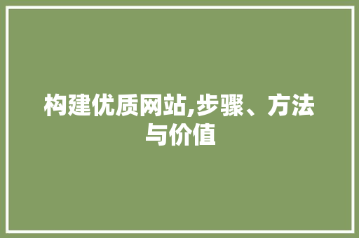 构建优质网站,步骤、方法与价值