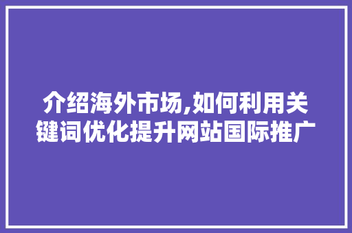 介绍海外市场,如何利用关键词优化提升网站国际推广效果