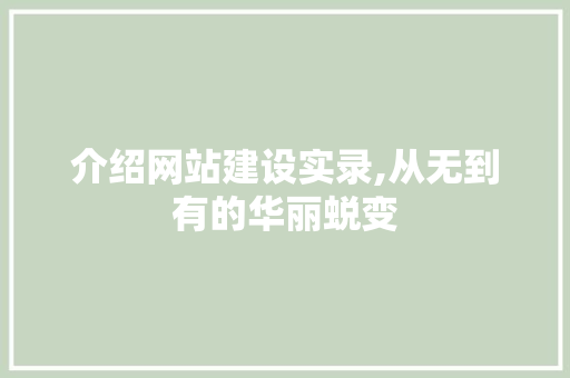 介绍网站建设实录,从无到有的华丽蜕变