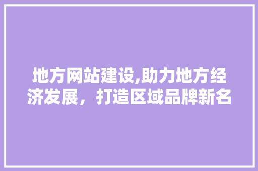地方网站建设,助力地方经济发展，打造区域品牌新名片