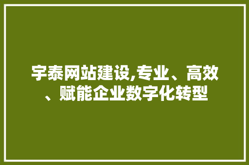 宇泰网站建设,专业、高效、赋能企业数字化转型