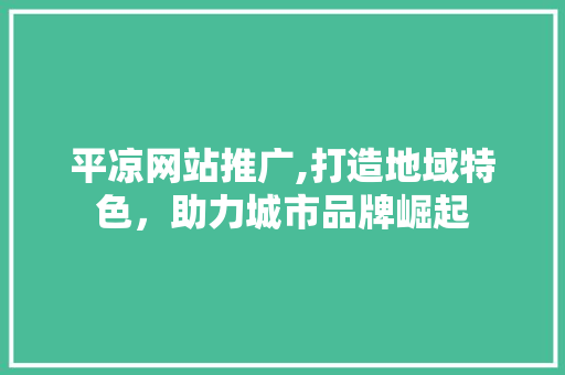 平凉网站推广,打造地域特色，助力城市品牌崛起