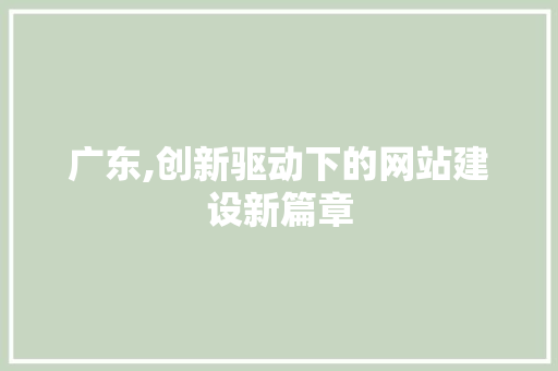 广东,创新驱动下的网站建设新篇章