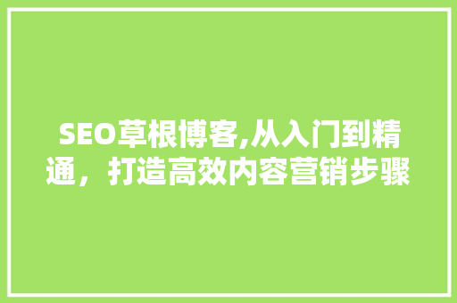 SEO草根博客,从入门到精通，打造高效内容营销步骤