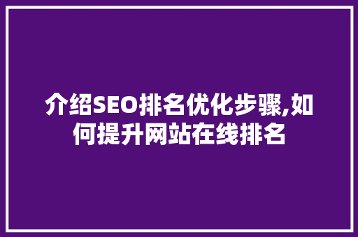 介绍SEO排名优化步骤,如何提升网站在线排名