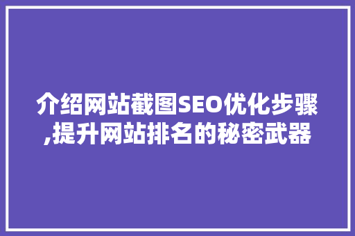 介绍网站截图SEO优化步骤,提升网站排名的秘密武器