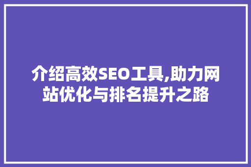 介绍高效SEO工具,助力网站优化与排名提升之路