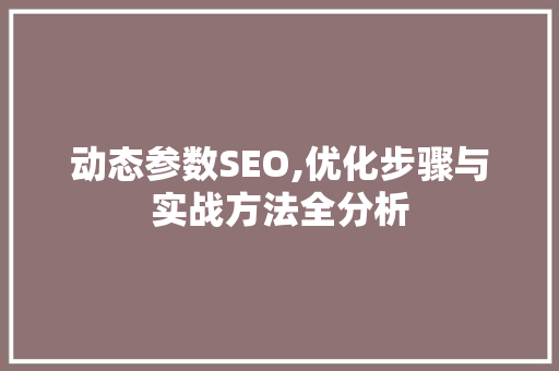 动态参数SEO,优化步骤与实战方法全分析