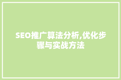 SEO推广算法分析,优化步骤与实战方法