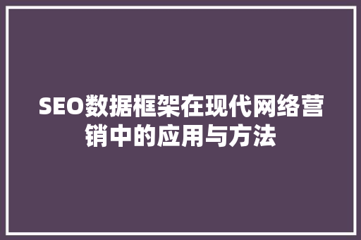 SEO数据框架在现代网络营销中的应用与方法