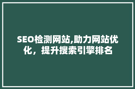 SEO检测网站,助力网站优化，提升搜索引擎排名