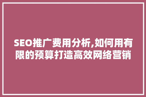 SEO推广费用分析,如何用有限的预算打造高效网络营销步骤