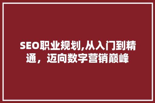 SEO职业规划,从入门到精通，迈向数字营销巅峰
