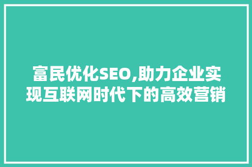 富民优化SEO,助力企业实现互联网时代下的高效营销
