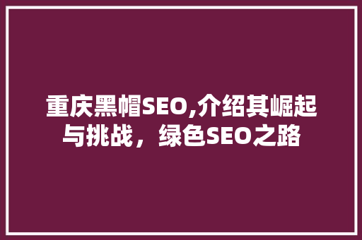 重庆黑帽SEO,介绍其崛起与挑战，绿色SEO之路