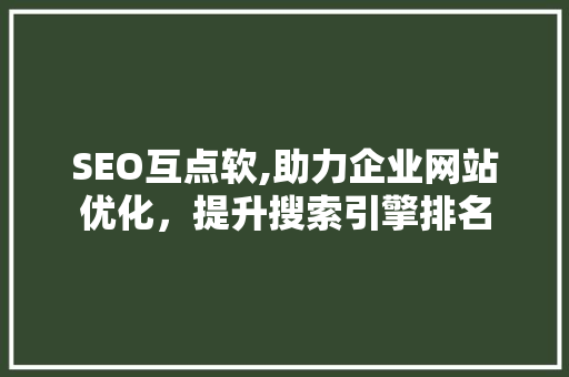 SEO互点软,助力企业网站优化，提升搜索引擎排名