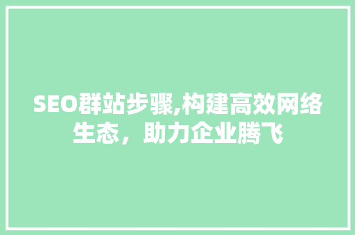 SEO群站步骤,构建高效网络生态，助力企业腾飞