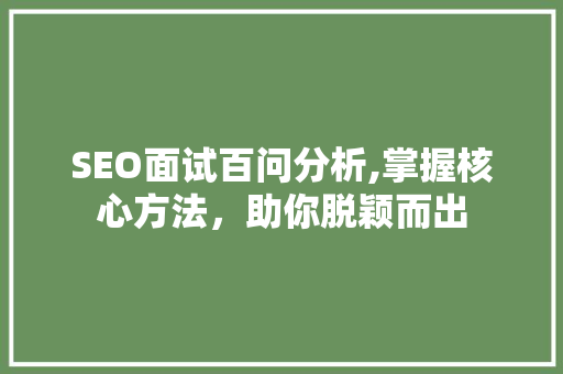 SEO面试百问分析,掌握核心方法，助你脱颖而出