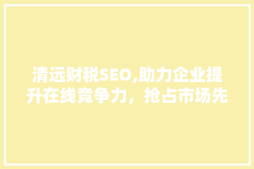 清远财税SEO,助力企业提升在线竞争力，抢占市场先机