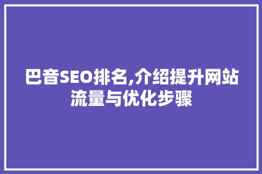 巴音SEO排名,介绍提升网站流量与优化步骤
