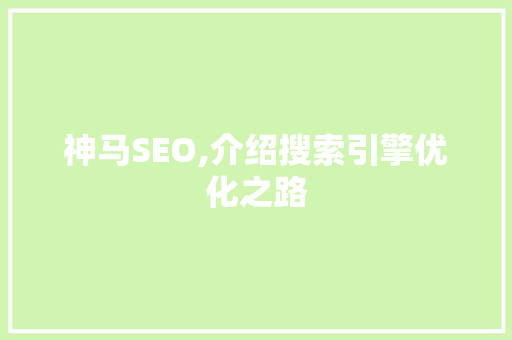 神马SEO,介绍搜索引擎优化之路