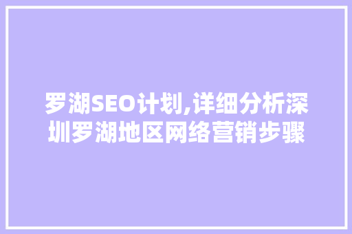罗湖SEO计划,详细分析深圳罗湖地区网络营销步骤