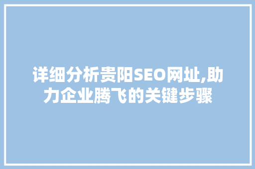 详细分析贵阳SEO网址,助力企业腾飞的关键步骤