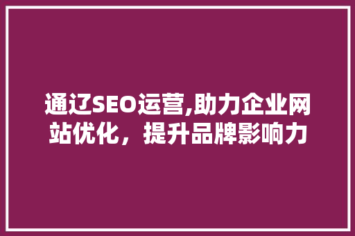 通辽SEO运营,助力企业网站优化，提升品牌影响力