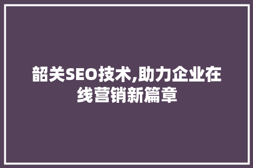 韶关SEO技术,助力企业在线营销新篇章