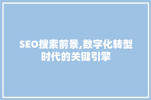 SEO搜索前景,数字化转型时代的关键引擎