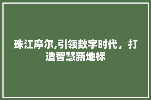 珠江摩尔,引领数字时代，打造智慧新地标