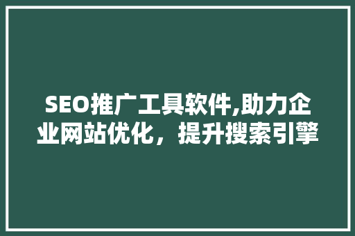 SEO推广工具软件,助力企业网站优化，提升搜索引擎排名