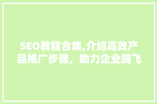 SEO教程合集,介绍高效产品推广步骤，助力企业腾飞