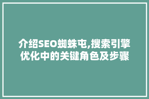 介绍SEO蜘蛛屯,搜索引擎优化中的关键角色及步骤