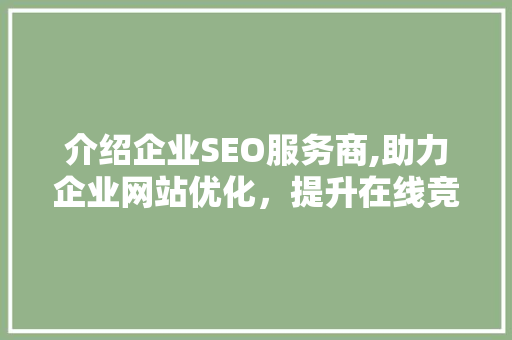 介绍企业SEO服务商,助力企业网站优化，提升在线竞争力