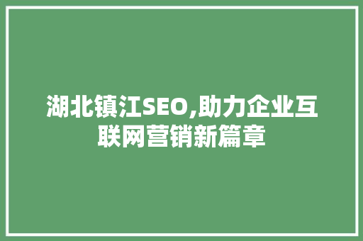 湖北镇江SEO,助力企业互联网营销新篇章