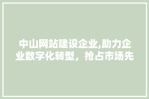 中山网站建设企业,助力企业数字化转型，抢占市场先机