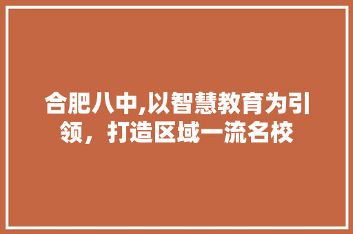 合肥八中,以智慧教育为引领，打造区域一流名校