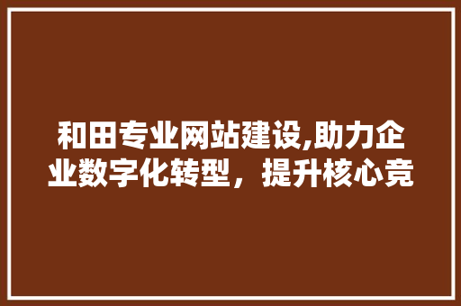 和田专业网站建设,助力企业数字化转型，提升核心竞争力