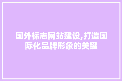 国外标志网站建设,打造国际化品牌形象的关键