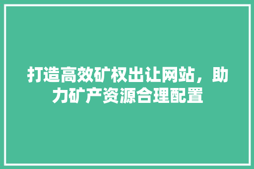 打造高效矿权出让网站，助力矿产资源合理配置