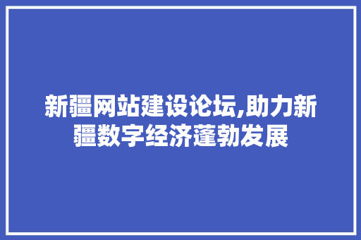 新疆网站建设论坛,助力新疆数字经济蓬勃发展