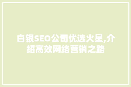 白银SEO公司优选火星,介绍高效网络营销之路