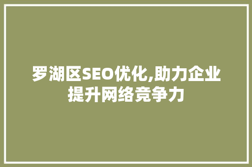 罗湖区SEO优化,助力企业提升网络竞争力
