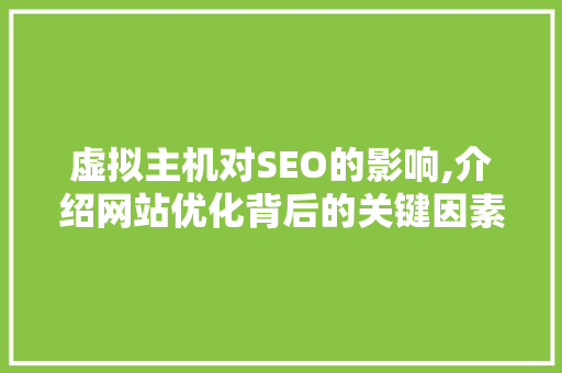 虚拟主机对SEO的影响,介绍网站优化背后的关键因素