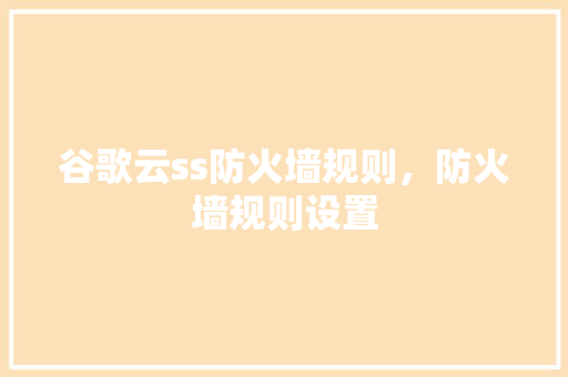 谷歌云ss防火墙规则，防火墙规则设置